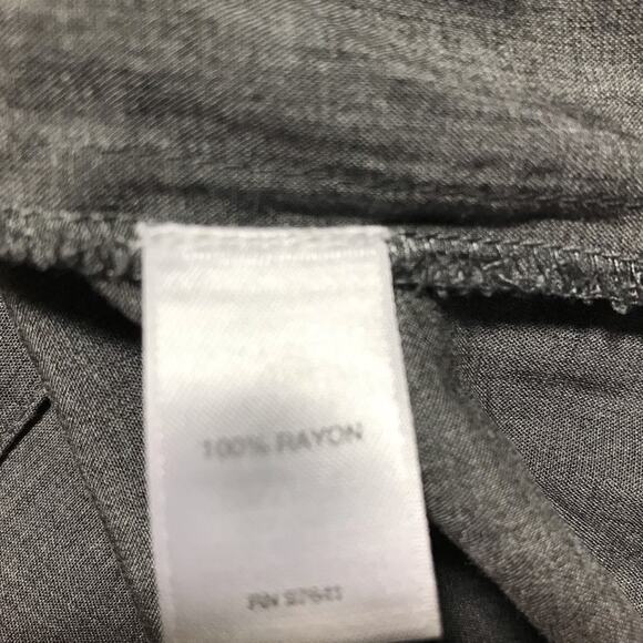 J Jill med rayon long sleeve back button Peter Pan collar grey blouse boxy loose - Picture 5 of 9